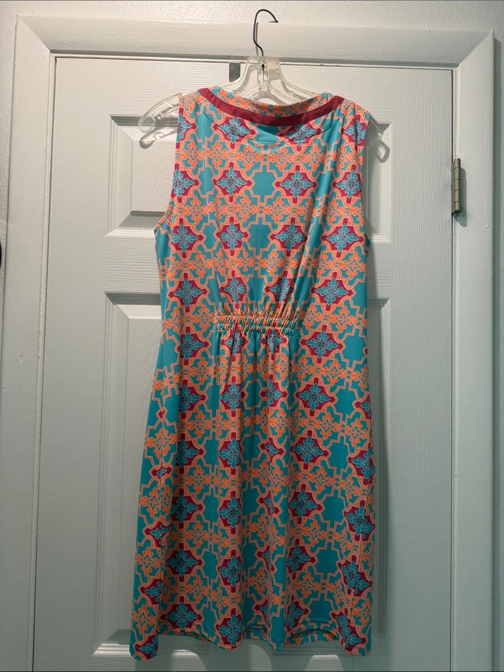 Tracy Negoshian Aqua Coral Patterned V-Neck Sleeveless Mini - Picture 4 of 4